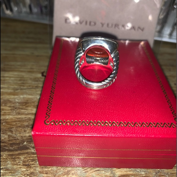 David Yurman, 14 MM Albion Collection, Carnelian & Diamond Cocktail Ring, Sz 7 - Picture 2 of 3